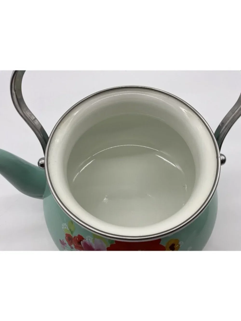Pioneer Woman Breezy Blossom Cottage Tea Kettle Floral Enamel On Steel 1.9-Quart